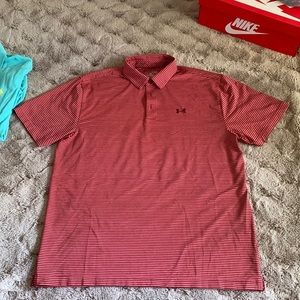 Under Armour Red and Black Polo XL Extra Large Loose Fit